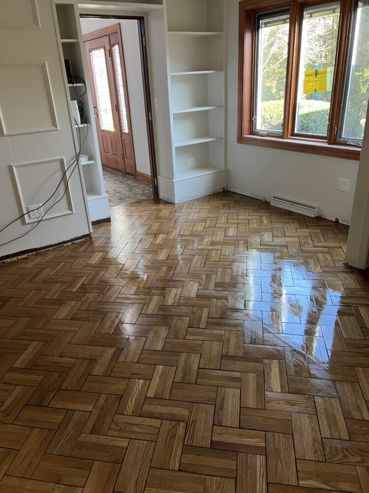 patterned wood floor refinshing